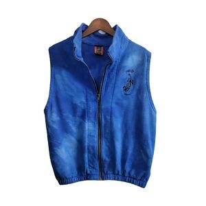 DAGOLI Canada Blue Zip-up Sleeveless Unisex Vest 100% Cotton Sz M Boho Inspired